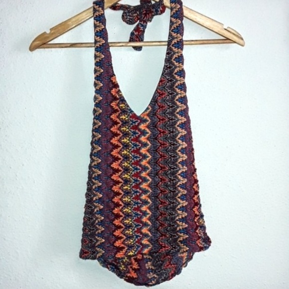 Shameless Tops - SHAMELESS Multi-colored Tie-neck Halter Top